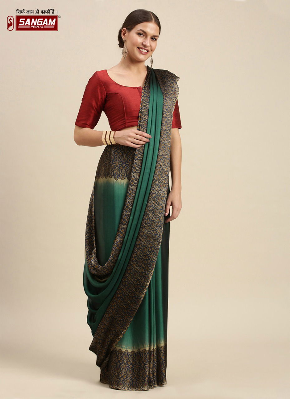 Sangam Peacock Regular Wear Crepe Silk Printed Saree Collection